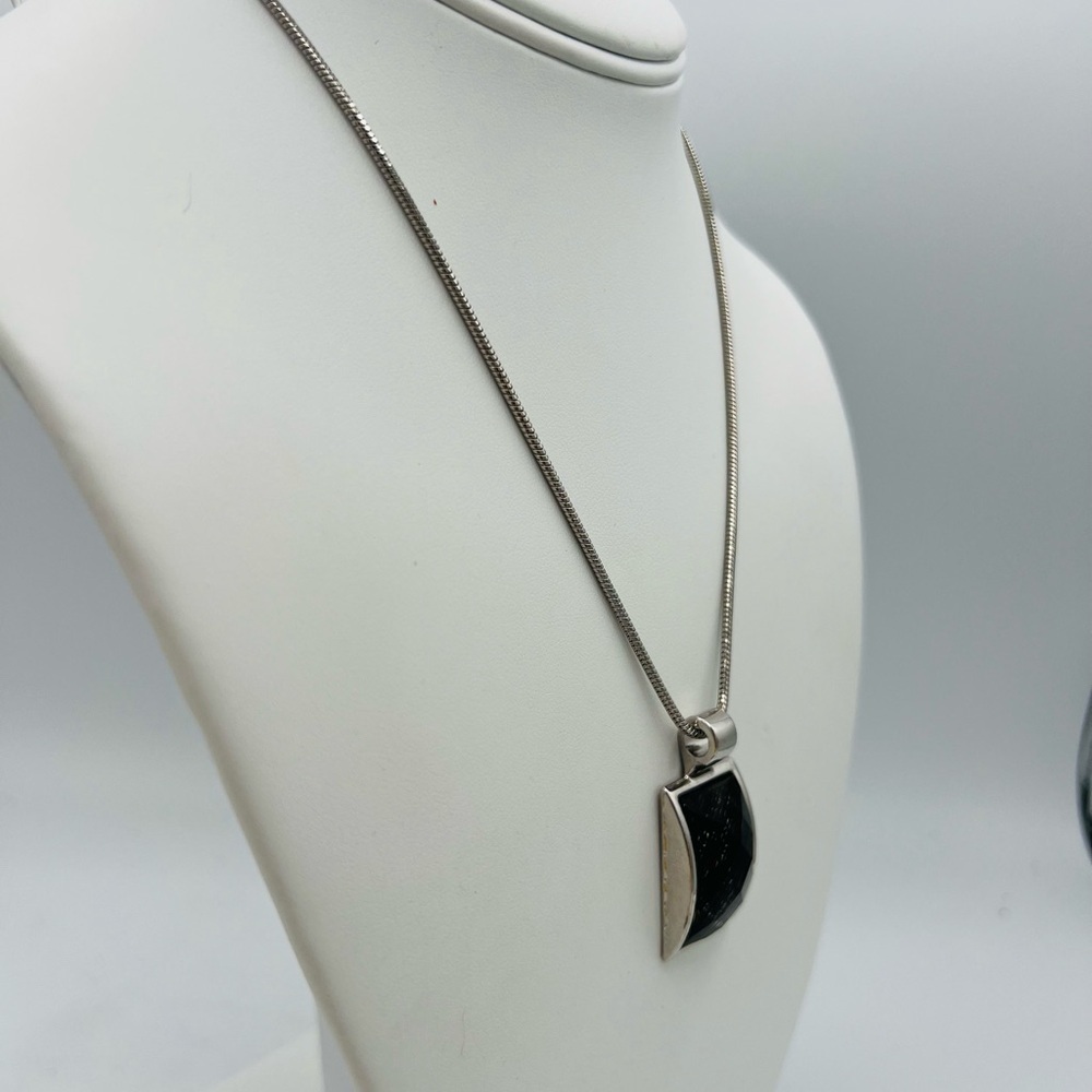 Dichroic Glass Multicolored Chic Silver Pendant Necklace - Picture 4 of 7